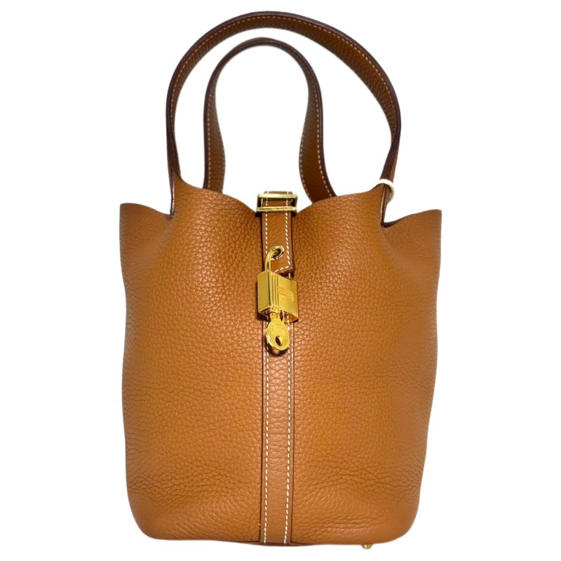 ［2720］ 愛馬仕  Hermès PICOTIN 18 金棕色手提包 TC皮 金扣-2