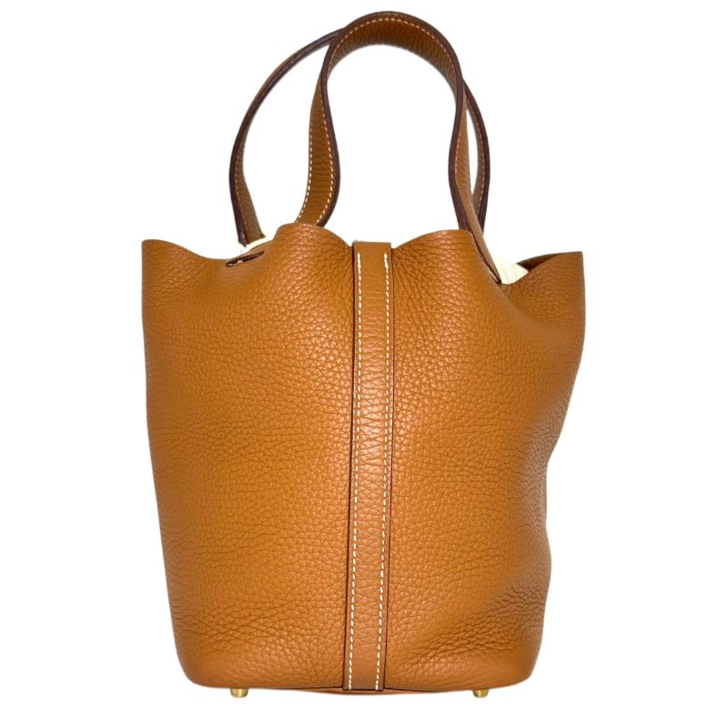 ［2720］ 愛馬仕  Hermès PICOTIN 18 金棕色手提包 TC皮 金扣-3