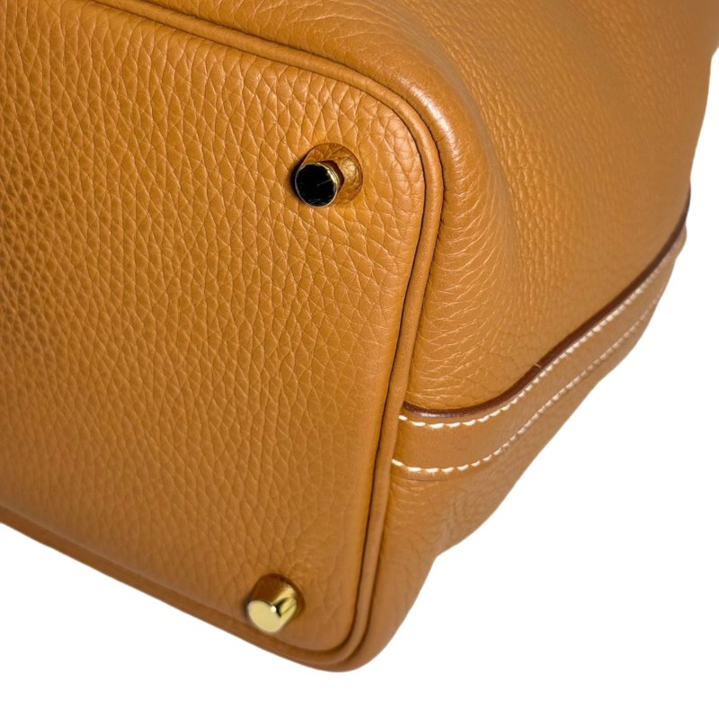 ［2720］ 愛馬仕  Hermès PICOTIN 18 金棕色手提包 TC皮 金扣-7