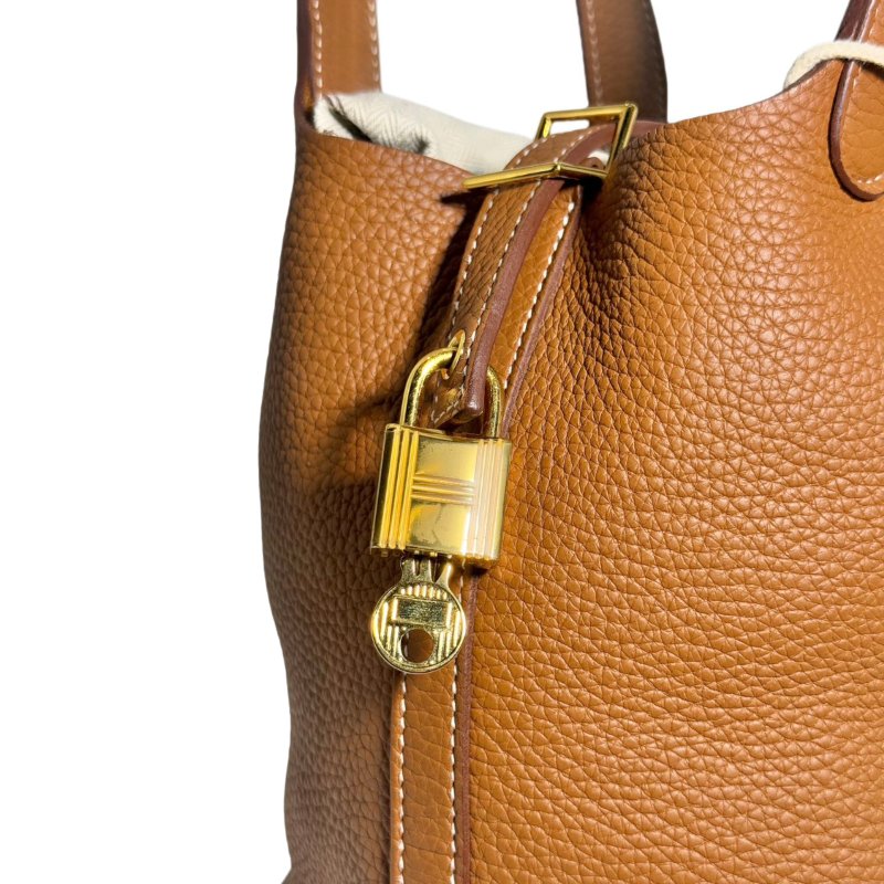 ［2720］ 愛馬仕  Hermès PICOTIN 18 金棕色手提包 TC皮 金扣-11