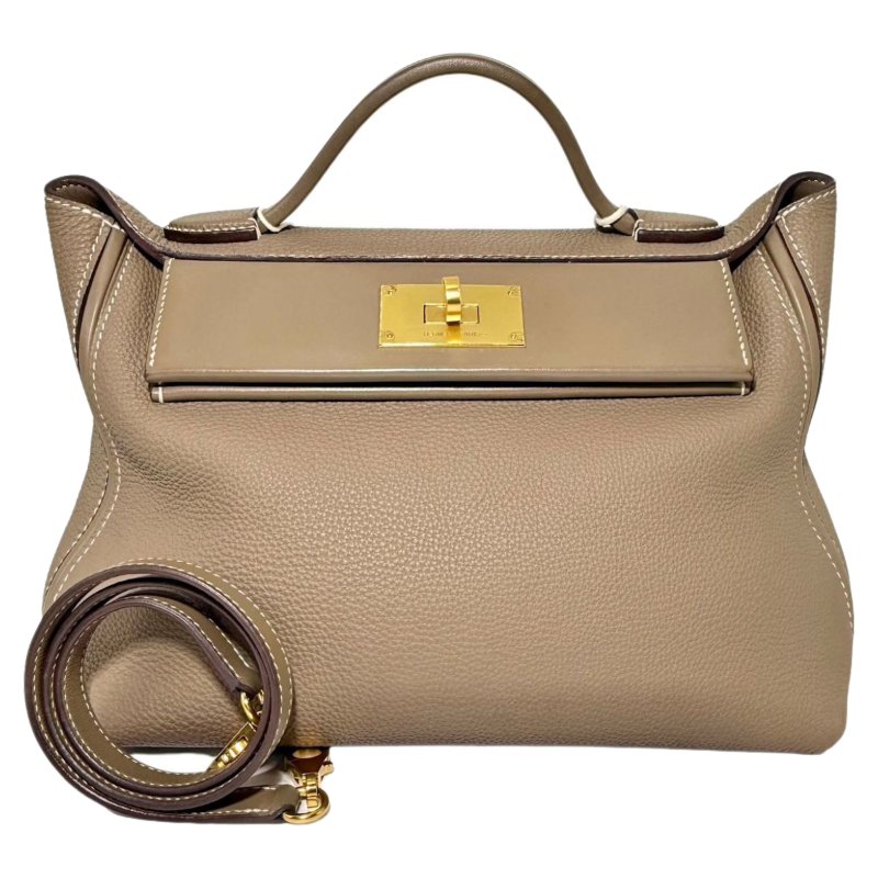 【3425】愛馬仕  Hermès  24/24  (大象灰) 手提包 Togo皮 小號 金扣-0