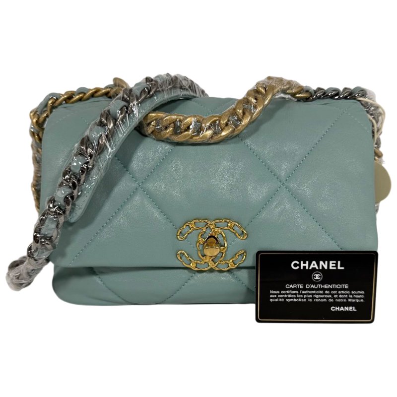 【2617】香奈兒 Chanel 19Bag 29開 湖水藍 斜挎包（羊皮) 小號-0