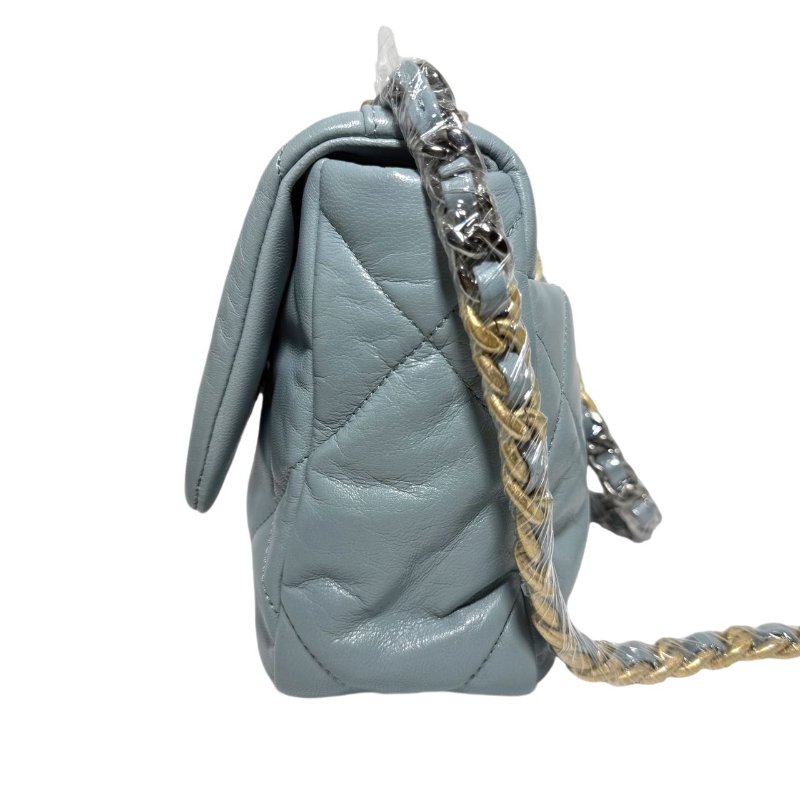 ［2605］香奈兒 Chanel 19 Bag 霧霾藍色 斜挎包 羊皮 小號 金扣-3