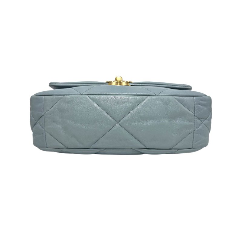 ［2605］香奈兒 Chanel 19 Bag 霧霾藍色 斜挎包 羊皮 小號 金扣-4