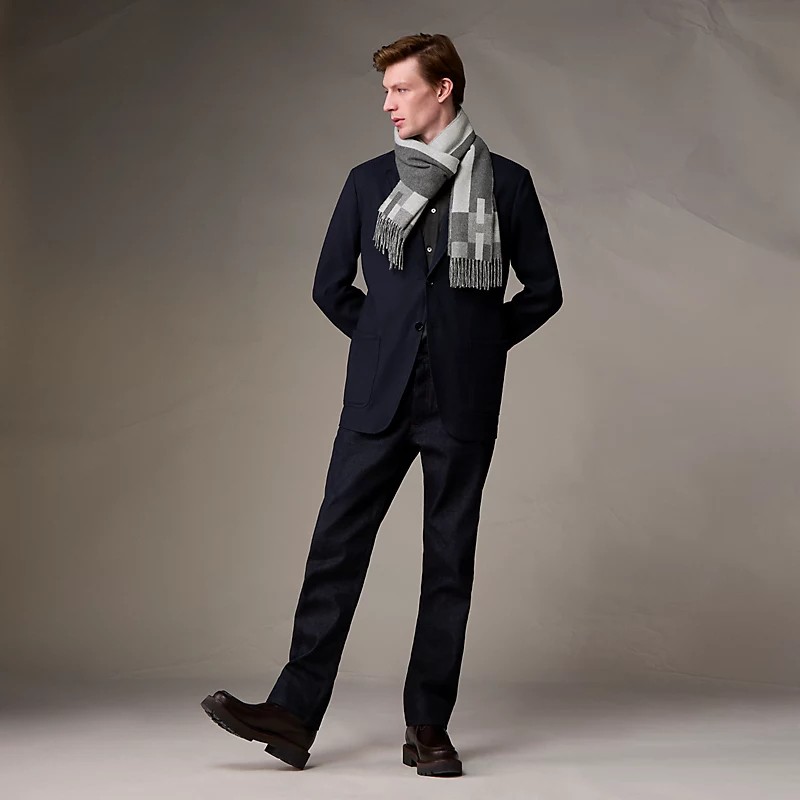 🌟全新🌟H Passant圍巾 灰色 / 淺雲紋灰-2