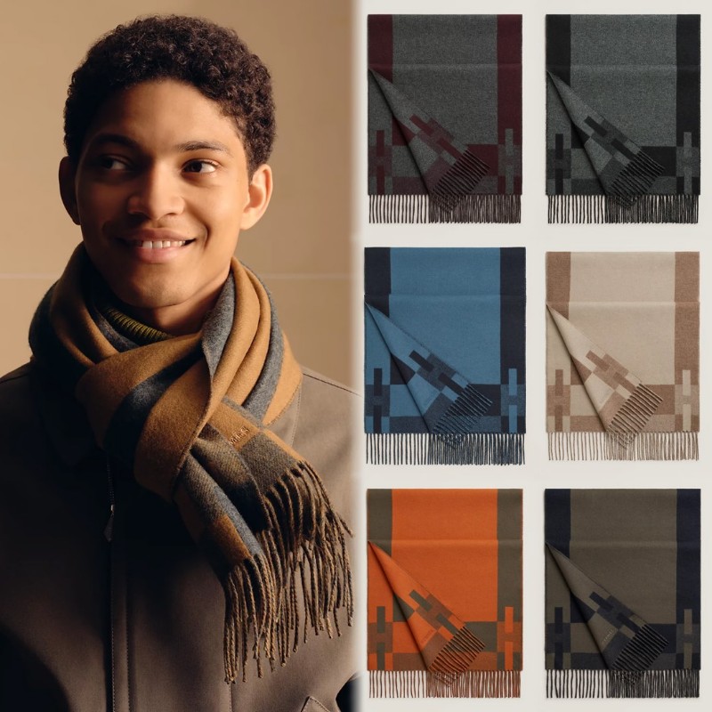 🌟全新🌟H Passant圍巾 灰色 / 淺雲紋灰-3