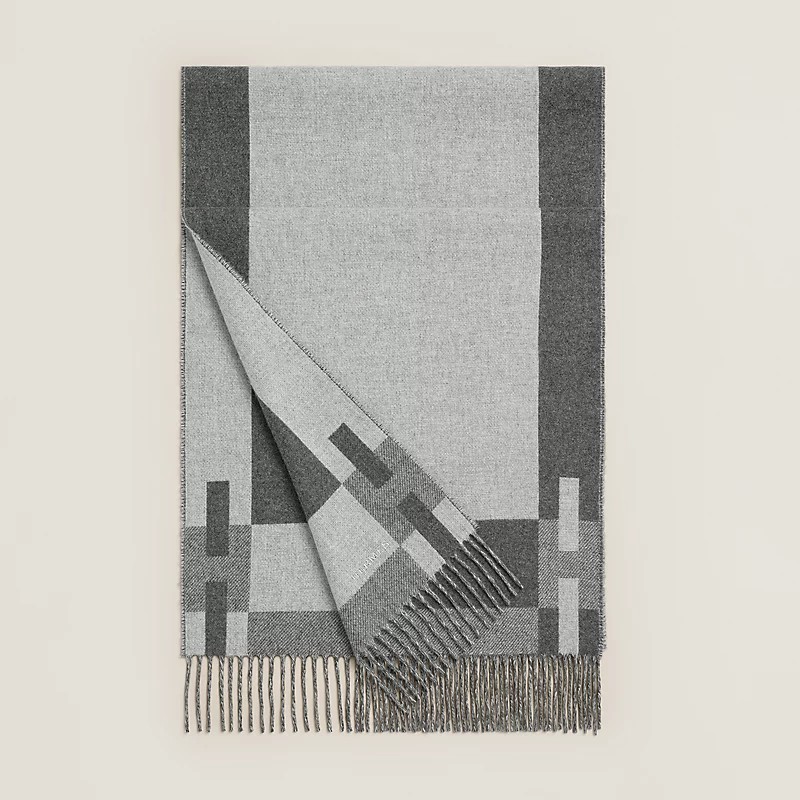 🌟全新🌟H Passant圍巾 灰色 / 淺雲紋灰-4