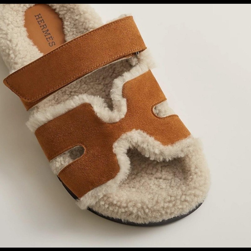 原價38900🌟全新未使用品💯🌟愛馬仕 二舅鞋 毛毛拖鞋 咖色麂皮 SIZE:37-2