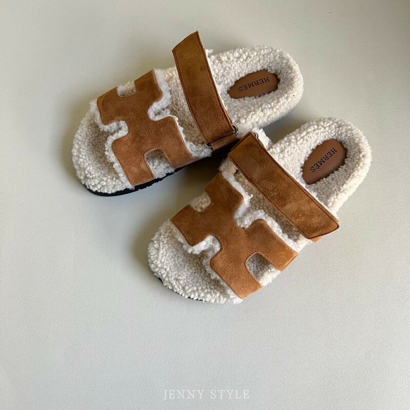 原價38900🌟全新未使用品💯🌟愛馬仕 二舅鞋 毛毛拖鞋 咖色麂皮 SIZE:37-6