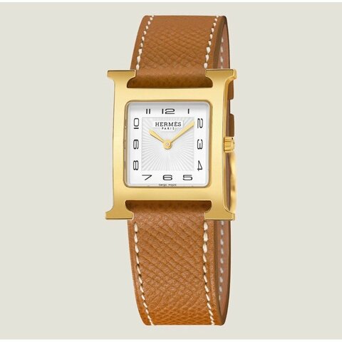 🔥Hermes 經典Heure H watch手錶/中號/金棕金/全新全配