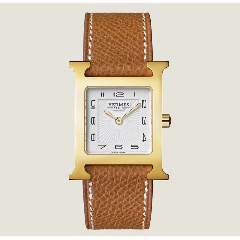 🔥Hermes 經典Heure H watch手錶/中號/金棕金/全新全配-2