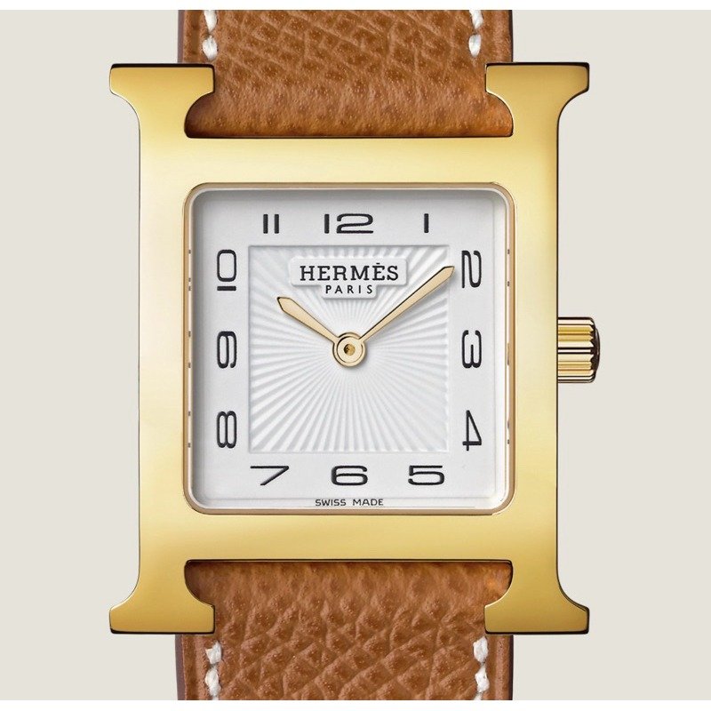 🔥Hermes 經典Heure H watch手錶/中號/金棕金/全新全配-4