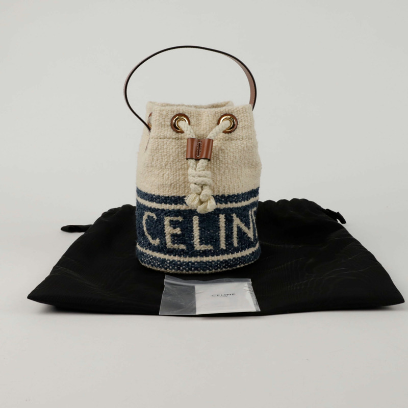 CELINE 196532DBS 錫製抽繩桶形手提袋-0