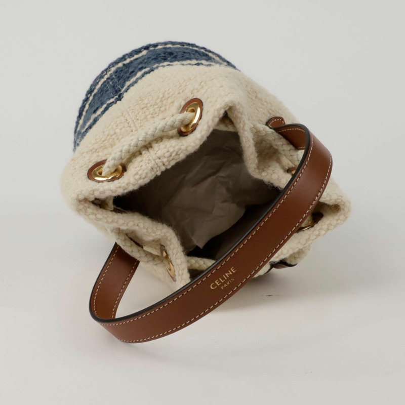 【包稅】CELINE 196532DBS 錫製抽繩桶形手提袋-5