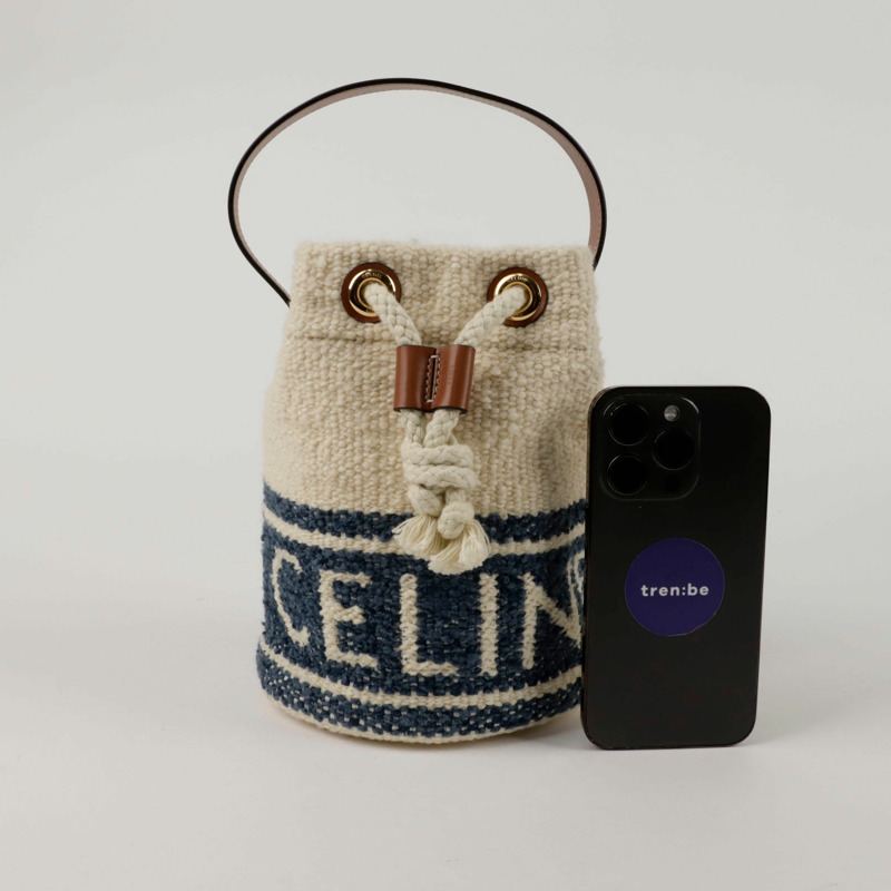 【包稅】CELINE 196532DBS 錫製抽繩桶形手提袋-7