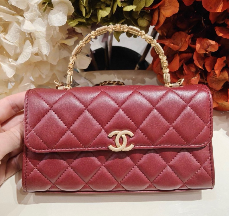 CHANEL(香奈兒) 22B 手柄Kelly包18cm 紅色鐳射標 琺瑯手柄o-1