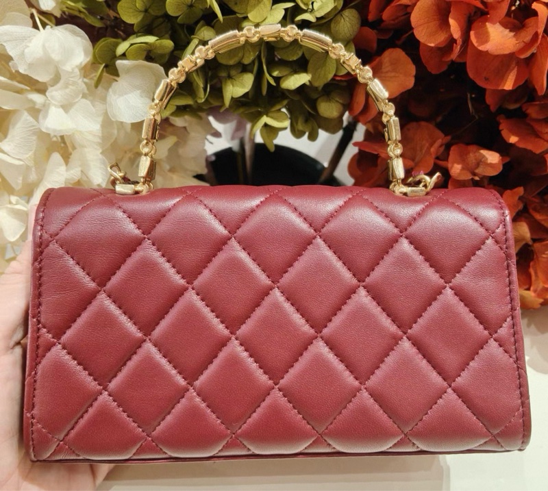 CHANEL(香奈兒) 22B 手柄Kelly包18cm 紅色鐳射標 琺瑯手柄o-2