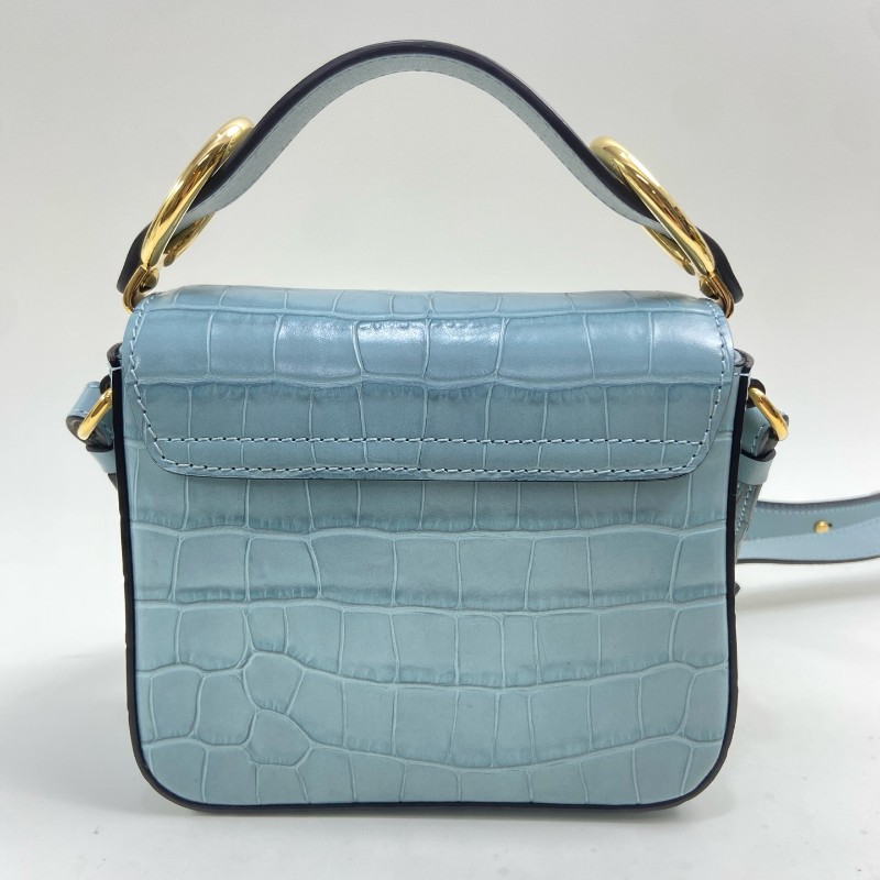 Chloe 冰藍色 鱷魚壓紋 mini c bag-1