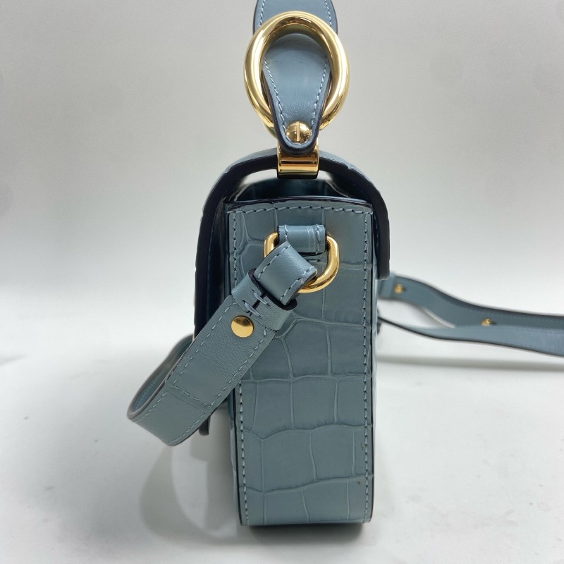 Chloe 冰藍色 鱷魚壓紋 mini c bag-2