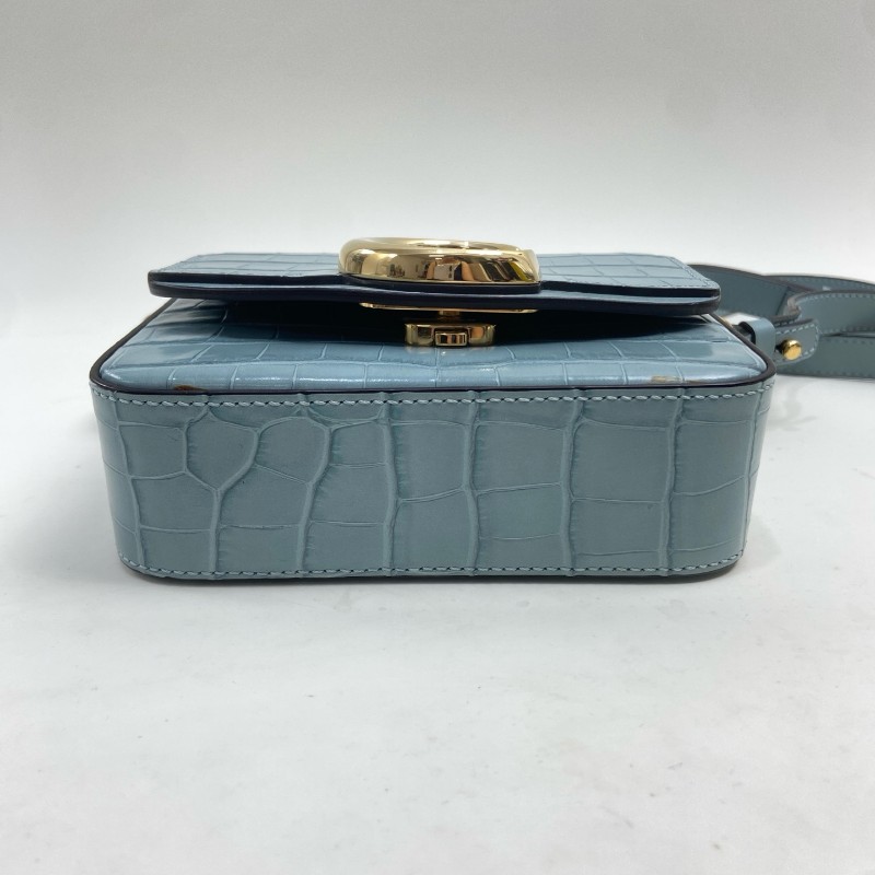 Chloe 冰藍色 鱷魚壓紋 mini c bag-3
