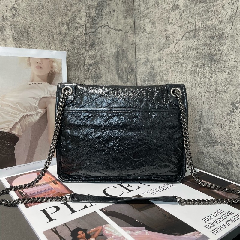 YSL Niki中號 黑色銀鏈 肩背包-1