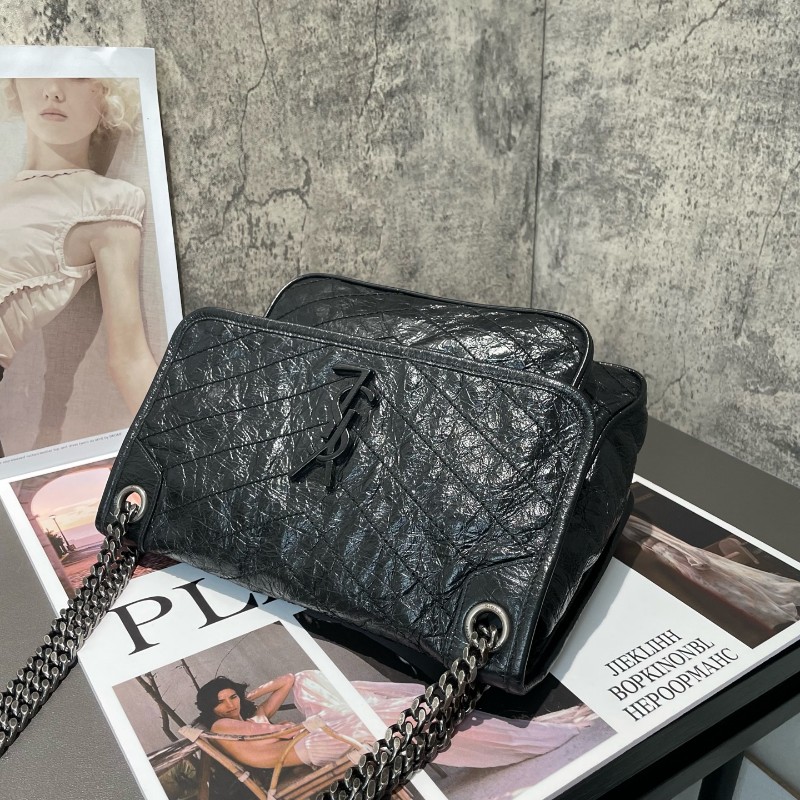 YSL Niki中號 黑色銀鏈 肩背包-2