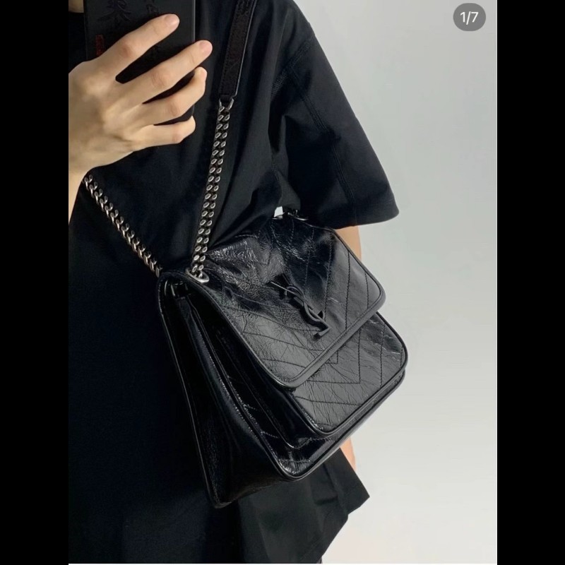 YSL Niki中號 黑色銀鏈 肩背包-4