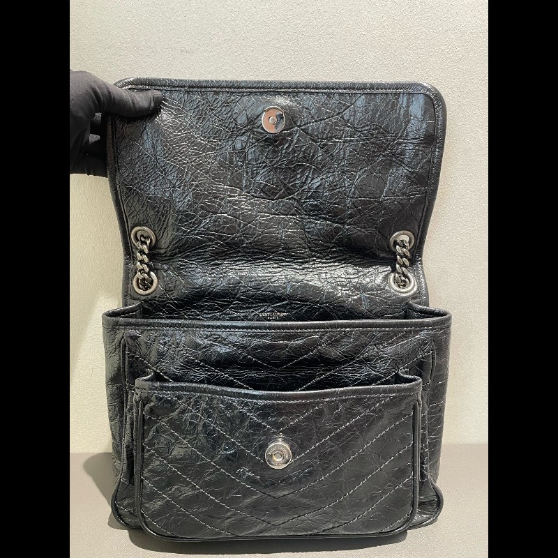YSL Niki中號 黑色銀鏈 肩背包-17