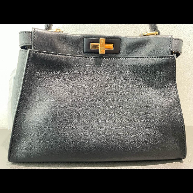 FENDI Peekaboo中號 黑金 手提包肩背包-5