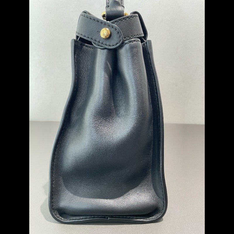 FENDI Peekaboo中號 黑金 手提包肩背包-6