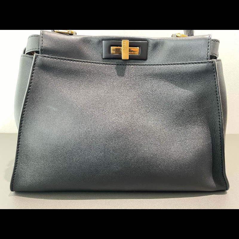 FENDI Peekaboo中號 黑金 手提包肩背包-7