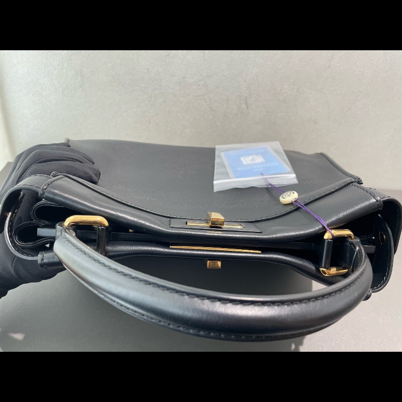FENDI Peekaboo中號 黑金 手提包肩背包-9