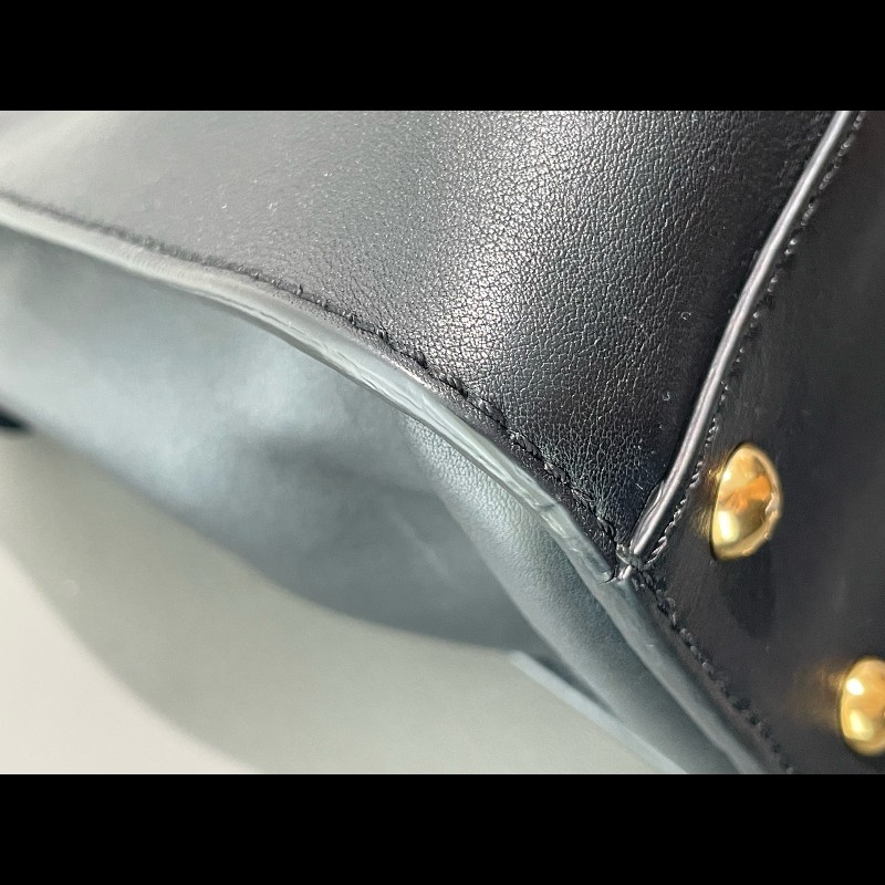 FENDI Peekaboo中號 黑金 手提包肩背包-12