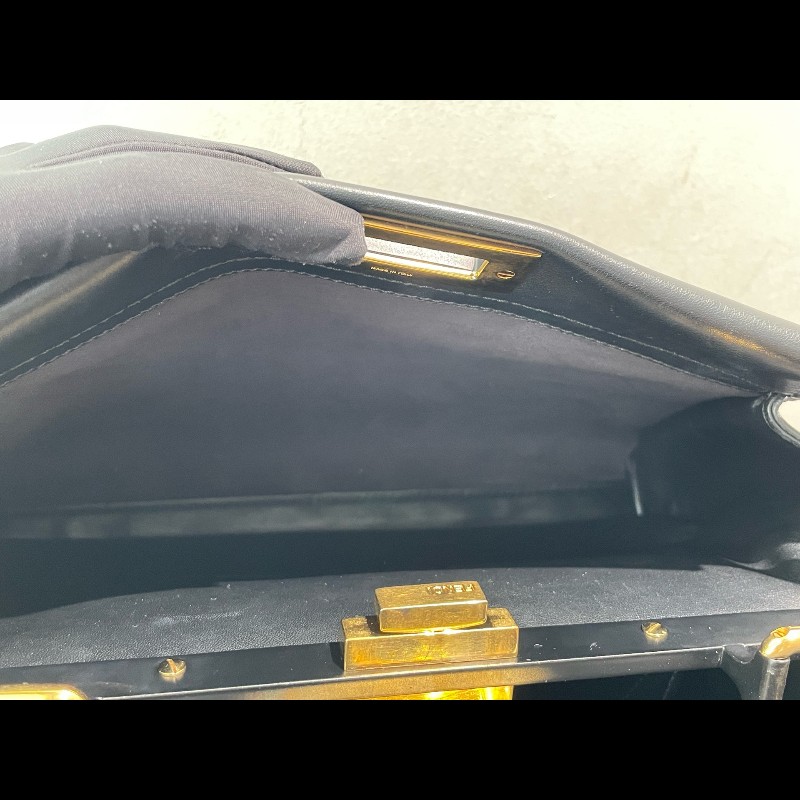 FENDI Peekaboo中號 黑金 手提包肩背包-20