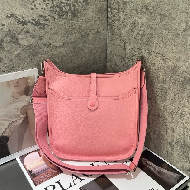 HERMES Evelyne 伊芙琳 E皮 29 T刻 奶昔粉 銀扣-1