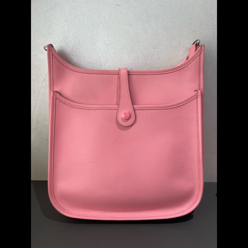 HERMES Evelyne 伊芙琳 E皮 29 T刻 奶昔粉 銀扣-7
