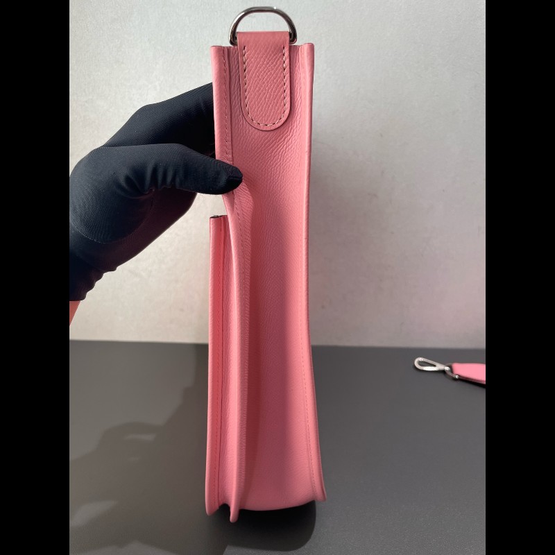 HERMES Evelyne 伊芙琳 E皮 29 T刻 奶昔粉 銀扣-8