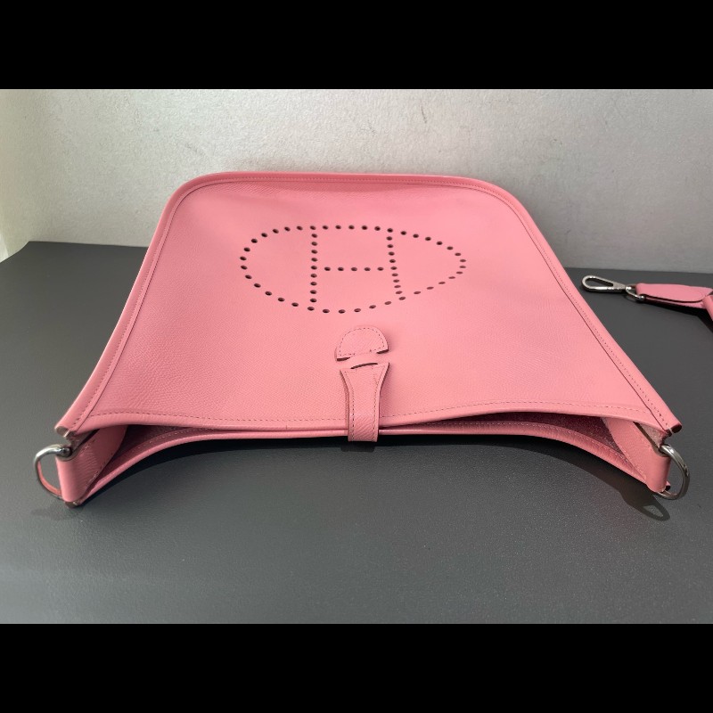 HERMES Evelyne 伊芙琳 E皮 29 T刻 奶昔粉 銀扣-9