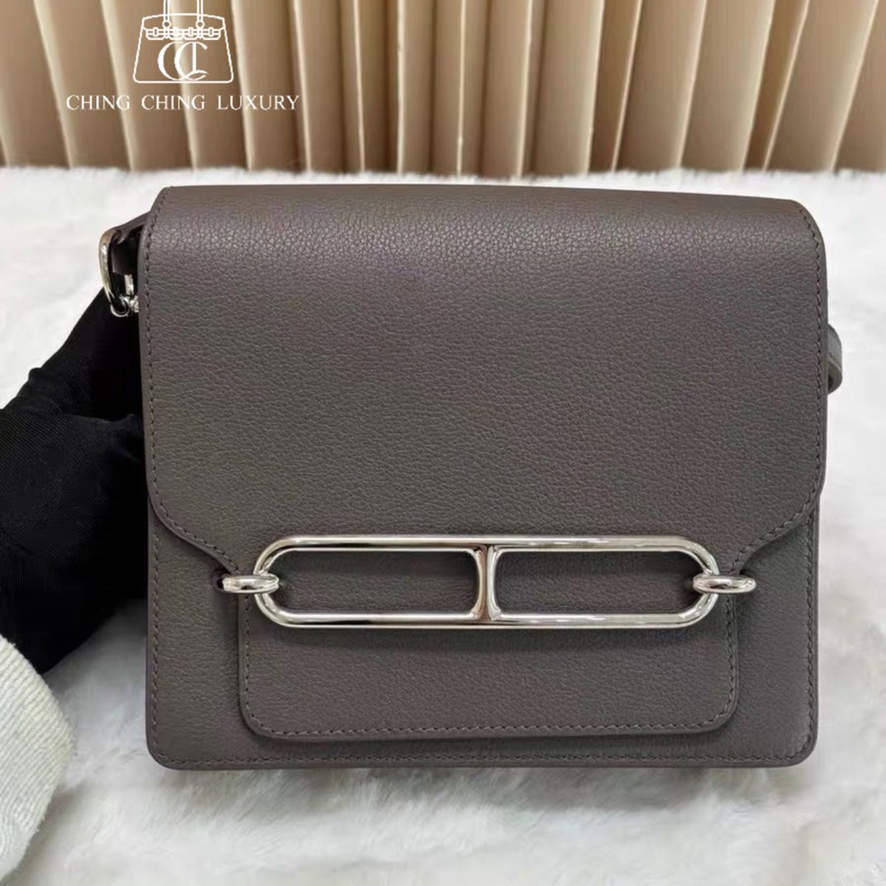 🌈Hermes🧡錫器灰銀扣🧡98.5新🌟Evercolor皮🌟-0