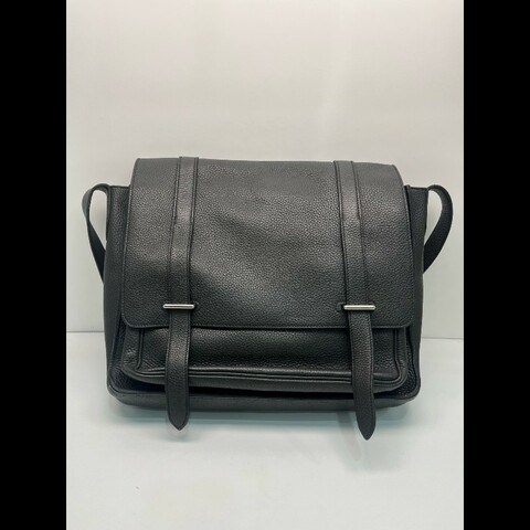 Hermes Steve 33 黑色郵差翻蓋肩背包斜背包