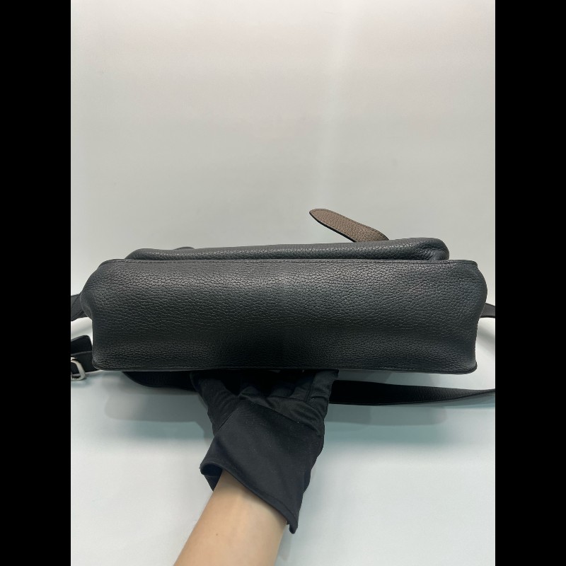 Hermes Steve 33 黑色郵差翻蓋肩背包斜背包-4