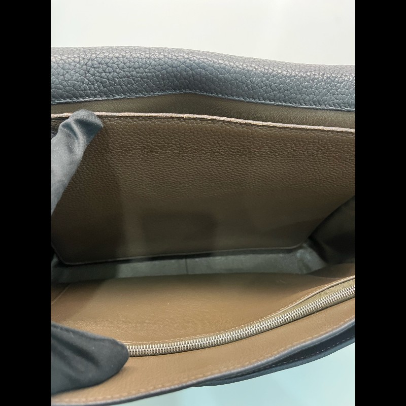 Hermes Steve 33 黑色郵差翻蓋肩背包斜背包-5