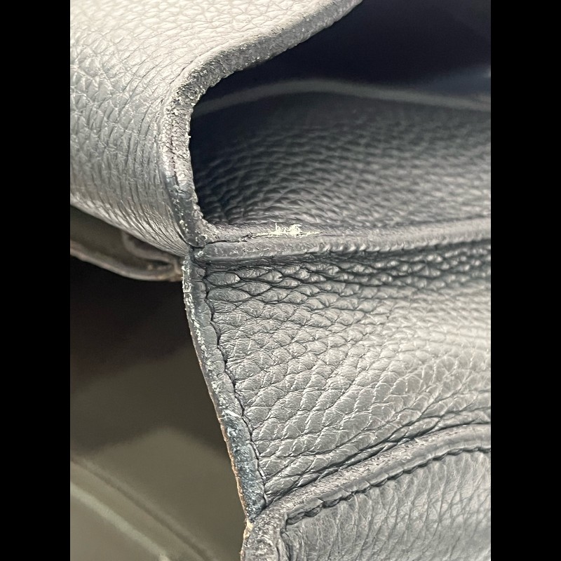 Hermes Steve 33 黑色郵差翻蓋肩背包斜背包-8