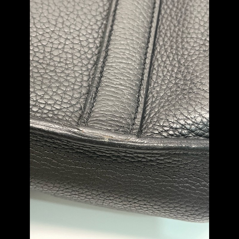 Hermes Steve 33 黑色郵差翻蓋肩背包斜背包-13