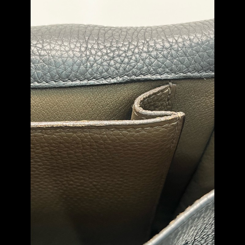 Hermes Steve 33 黑色郵差翻蓋肩背包斜背包-16