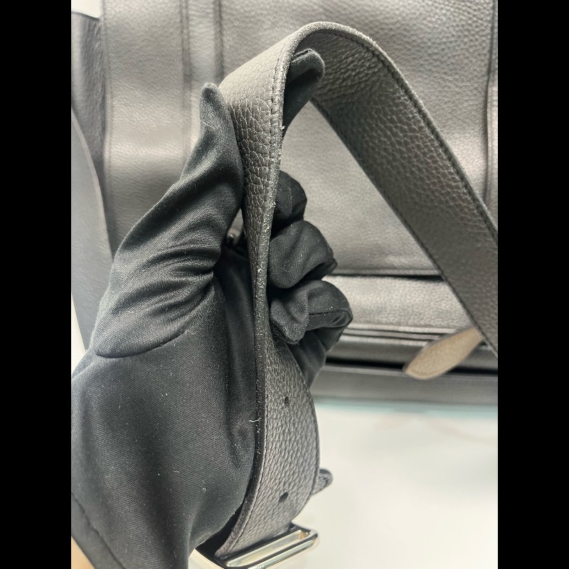 Hermes Steve 33 黑色郵差翻蓋肩背包斜背包-18