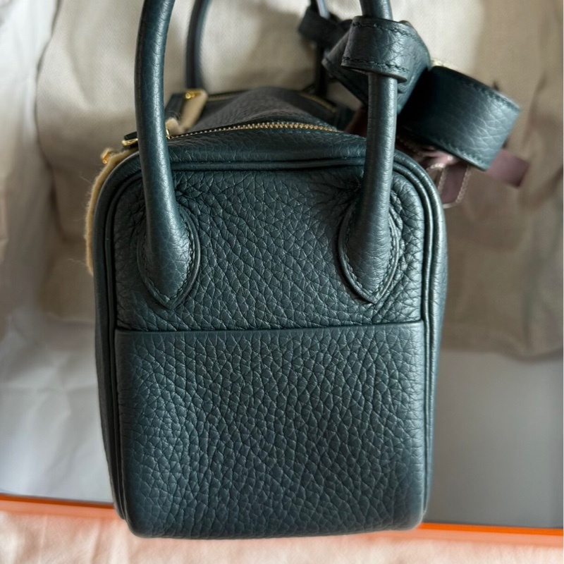 🌈Hermes💚Mini Lindy一代💚松柏綠金扣🌟99新🌟TC皮🌟-1