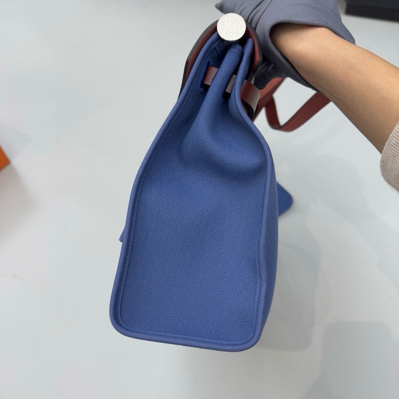 Hermes herbag31藍色拼馬鞍紅肩背包-9