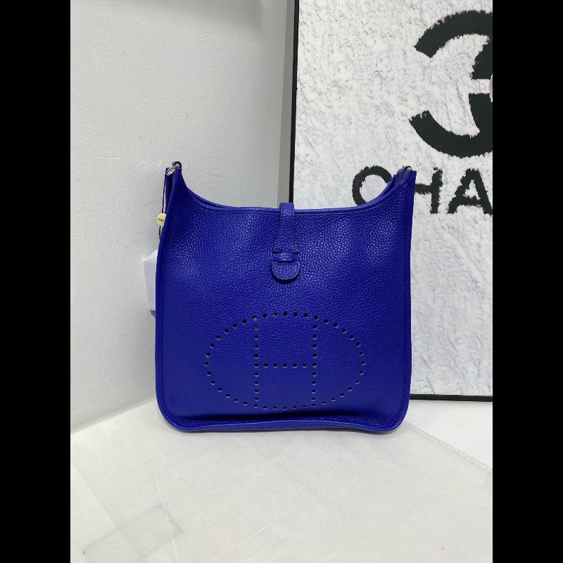 Hermes 伊芙琳 Evelyne 29 單肩包斜挎包 藍色銀扣-1