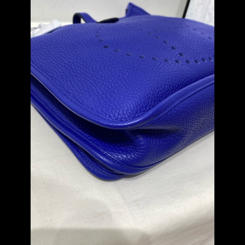 Hermes 伊芙琳 Evelyne 29 單肩包斜挎包 藍色銀扣-8
